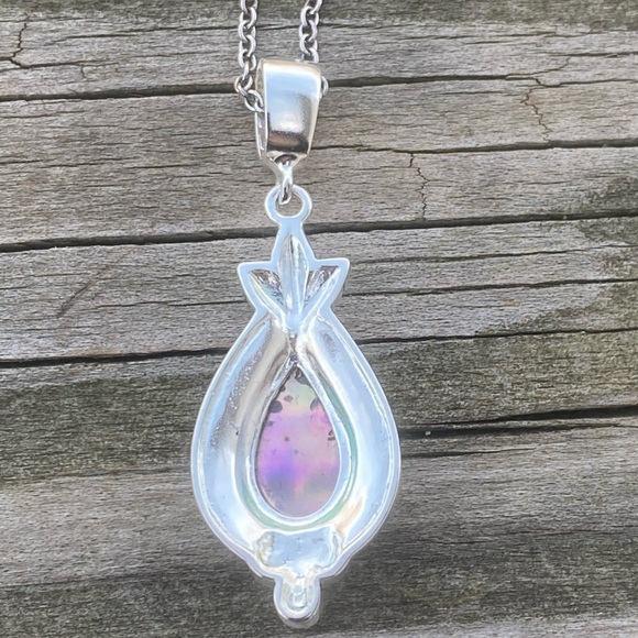 Abalone marcasite silver plated necklace new in box - Picture 6 of 10